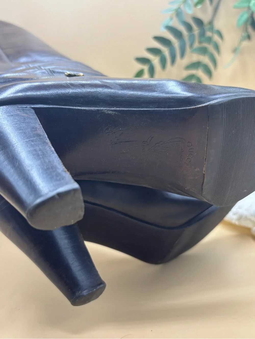 Vintage 1970s/1980s GUCCI Brown Leather Knee-High Heeled Boots